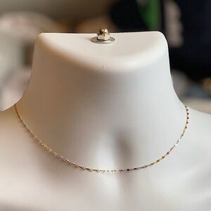 14kt Tri Tone Solid Gold Diamond Cut Disc Dainty Chain Necklace - 18 inches
